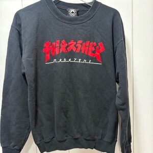 Thrasher Magazine Men's Sweatshirt Size S Black Pullover Crewneck Japanese Font